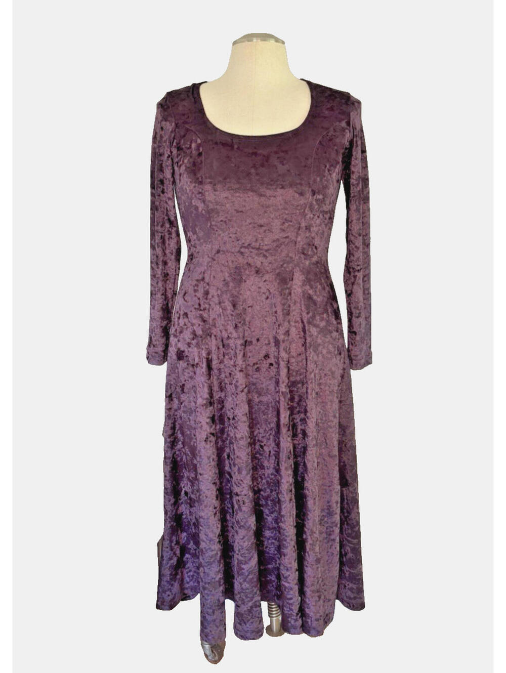 Jumping Joy Purple Velvet Stretch Gothic Medieval Renaissance Dress Sz M EUC